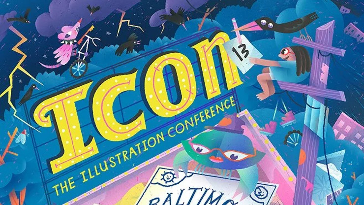 ICON13 Conference Poster, by Andrew Heaner ’23 (Illustration Practice MFA)