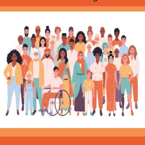 Promotional flyer for "Bodies! Bodies! Bodies!," a discussion group hosted by the MICA Student Counseling Center. The flyer has an orange background with an illustration of a diverse group of people of different ages, races, body types, gender e