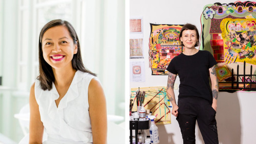 Curater Dany Chan and artist Amy Boone-McCreesh