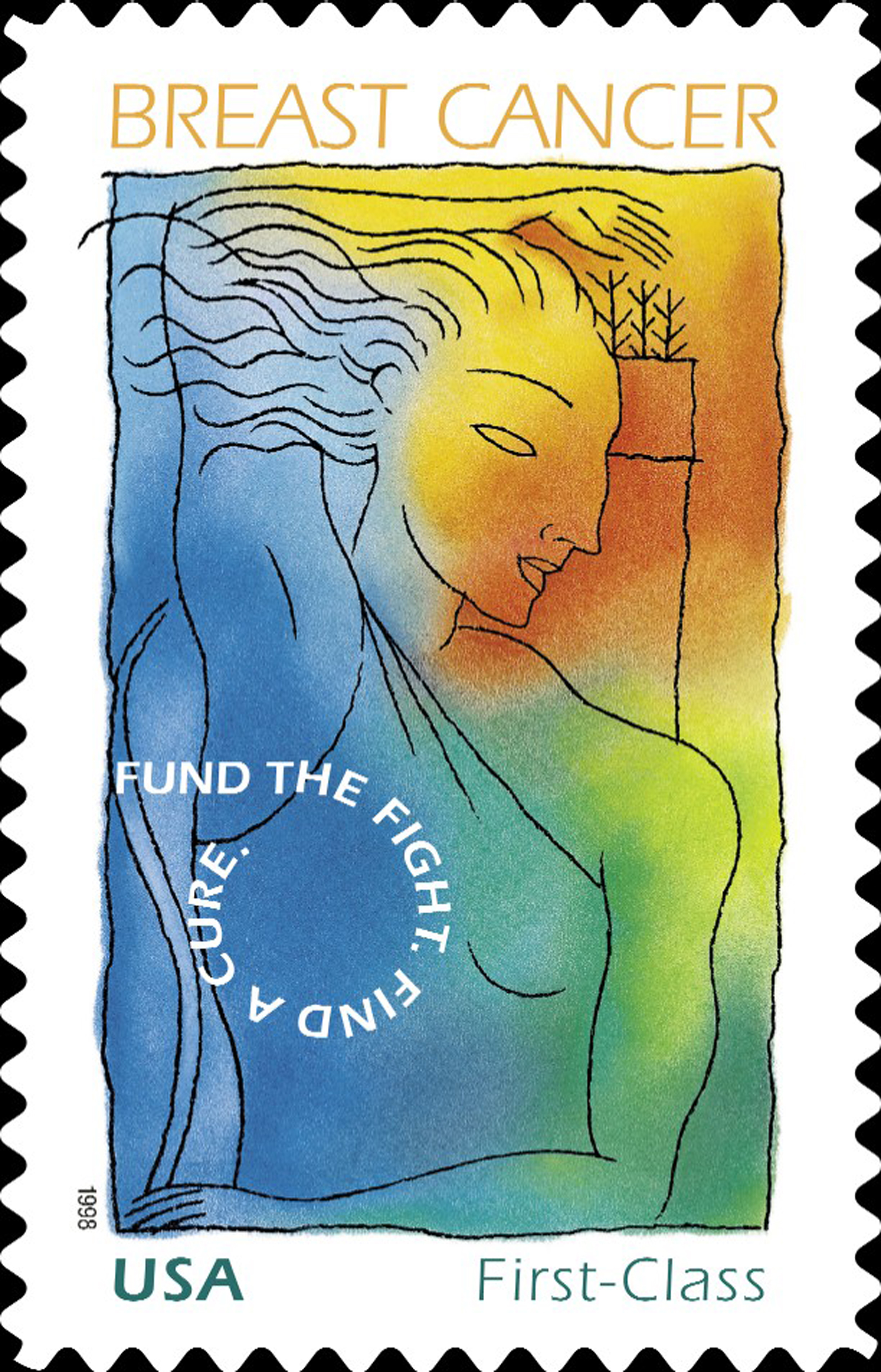 Whitney Sherman &rsquo;71, &rdquo;Breast Cancer Research Stamp,&rdquo; 1998. Art Director: Ethel Kessler &rsquo;71.