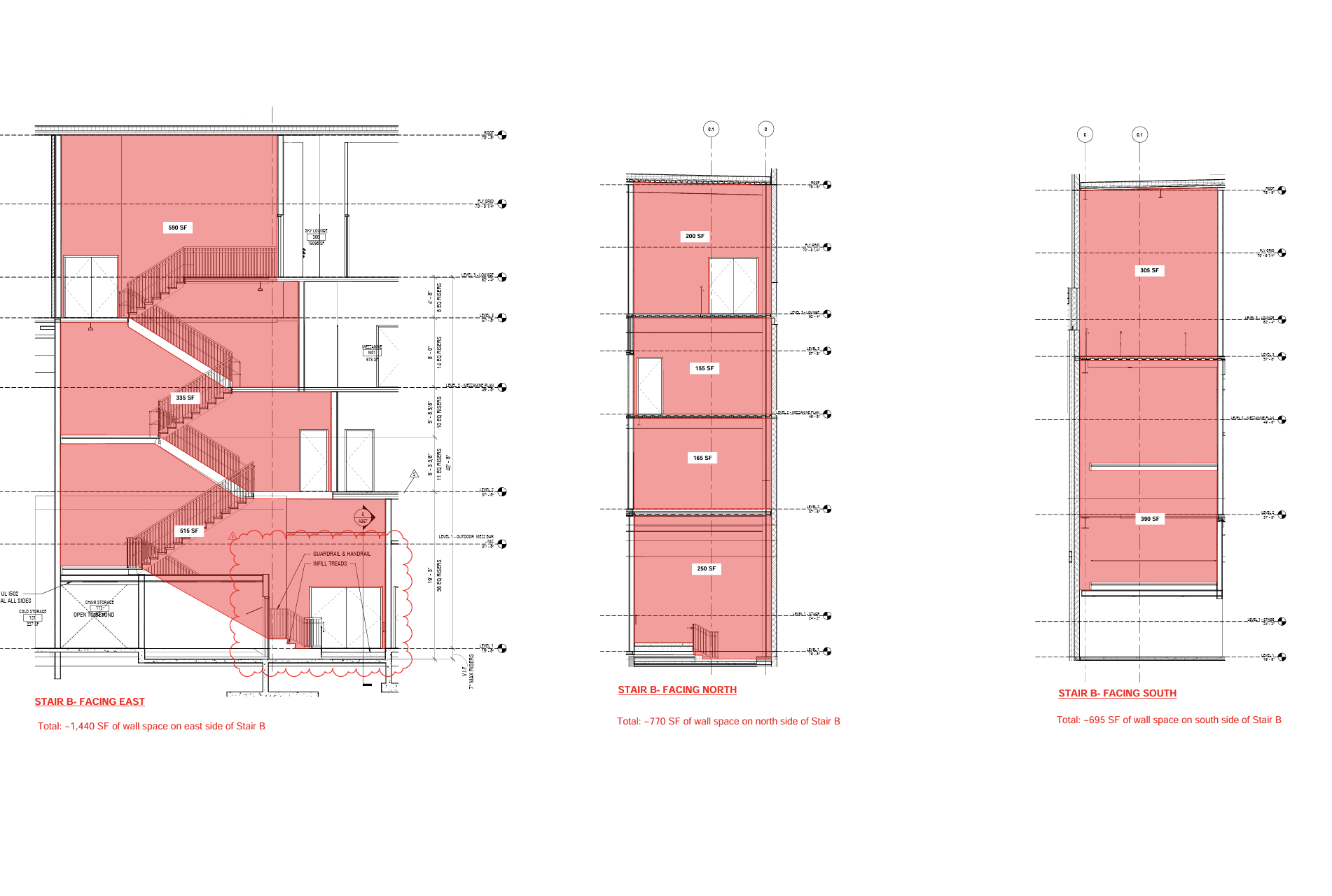Wall dimensions for Stair B of The Paramount Baltimore