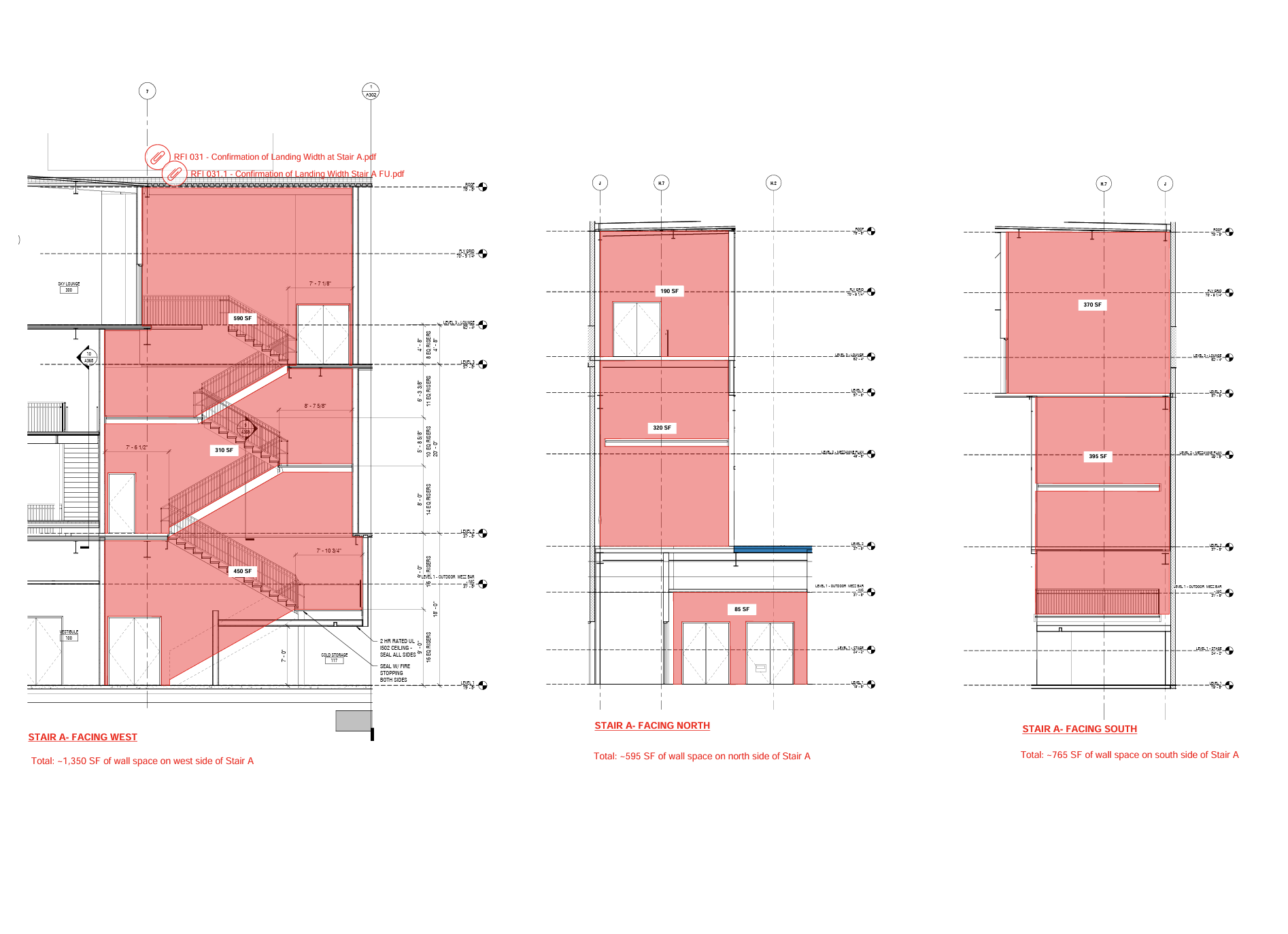 Wall dimensions for Stair A of The Paramount Baltimore
