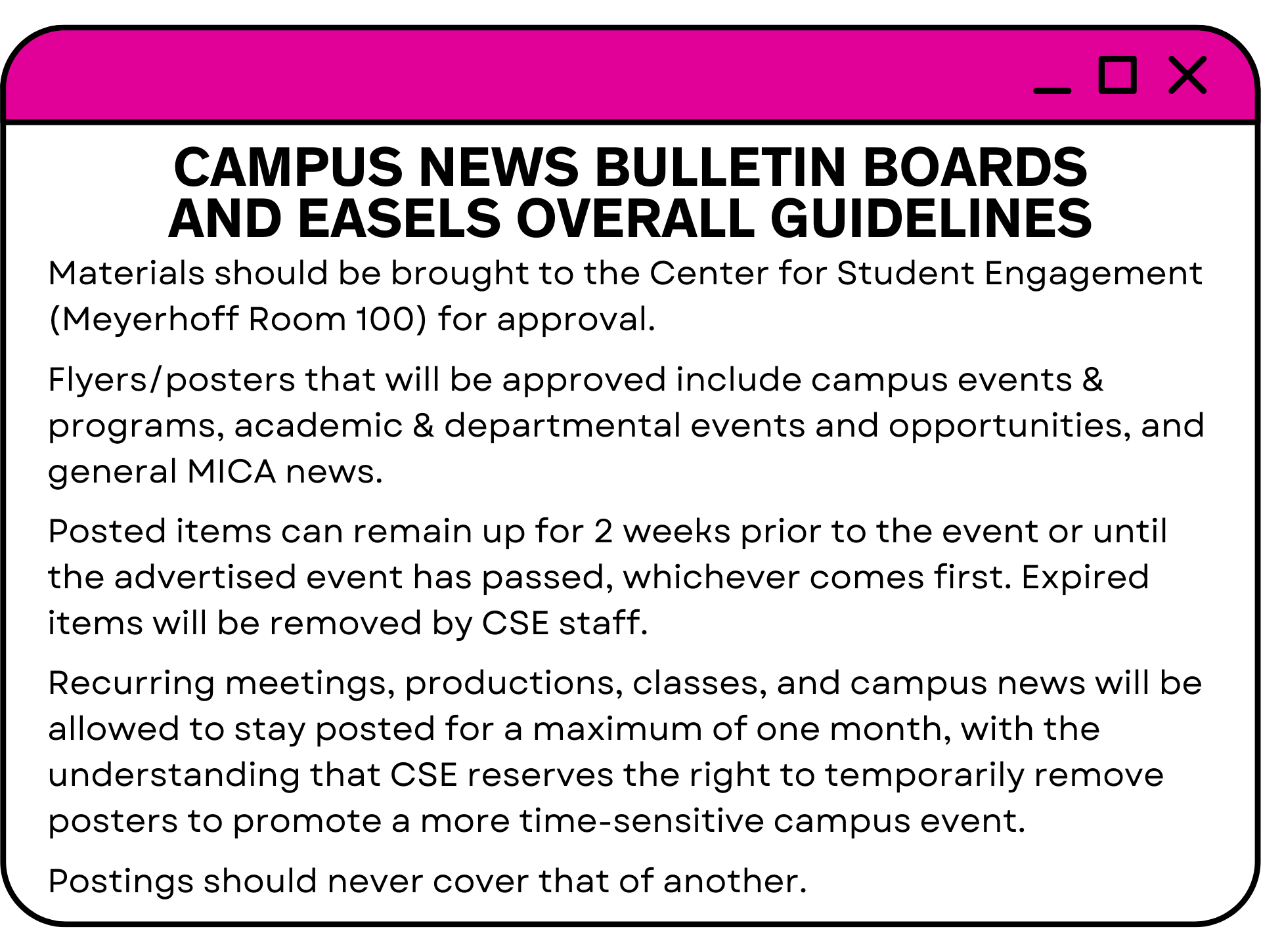 Bulletin Boards And Campus Posting MICA