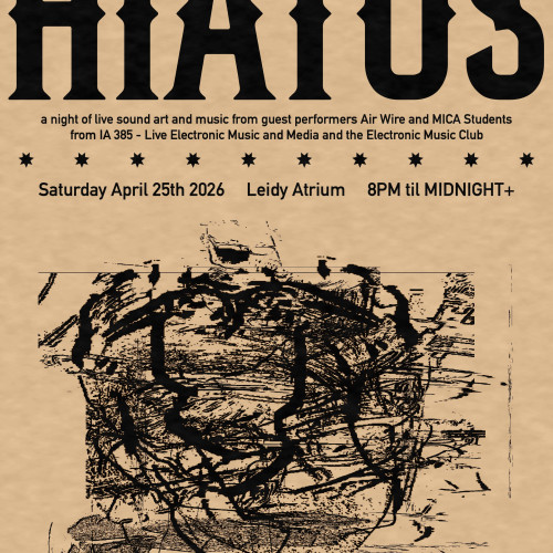 A poster reminiscent of a wanted poster with a picture of Jason Sloan's face manipulated in generative ways. Brown Auditorium, Saturday April 25th, 8pm to after midnight