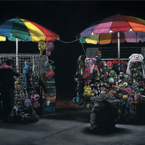 Tony Shore, Double Rainbow, Acrylic on Velvet
