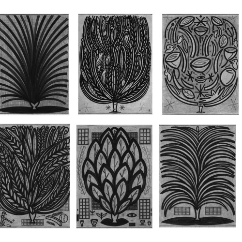 Howie Lee Weiss, selections from the "Centerpiece: Tree of Life" series, each 49" x 36"