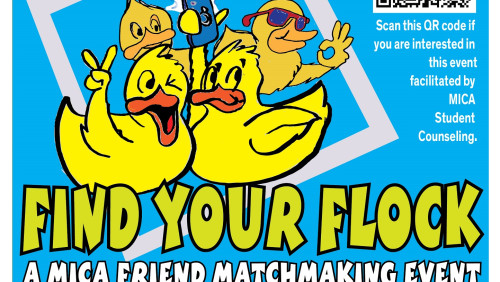 Text is the same as the body above.  Cyan blue above a hot pink rectangle background holds the text. Over the top blue part, the SCC logo with dark blue letters on a yellow rectangle and a cartoon image of four yellow rubber ducks taking a selfie in a pic