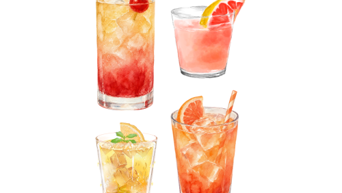 Flyer with illustrations of crafted drinks, made with canva