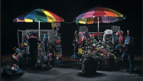Tony Shore, Double Rainbow, Acrylic on Velvet
