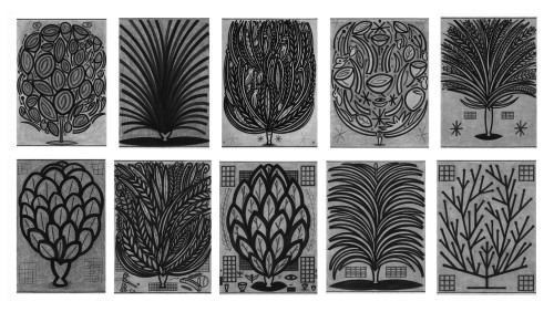 Howie Lee Weiss, selections from the "Centerpiece: Tree of Life" series, each 49" x 36"